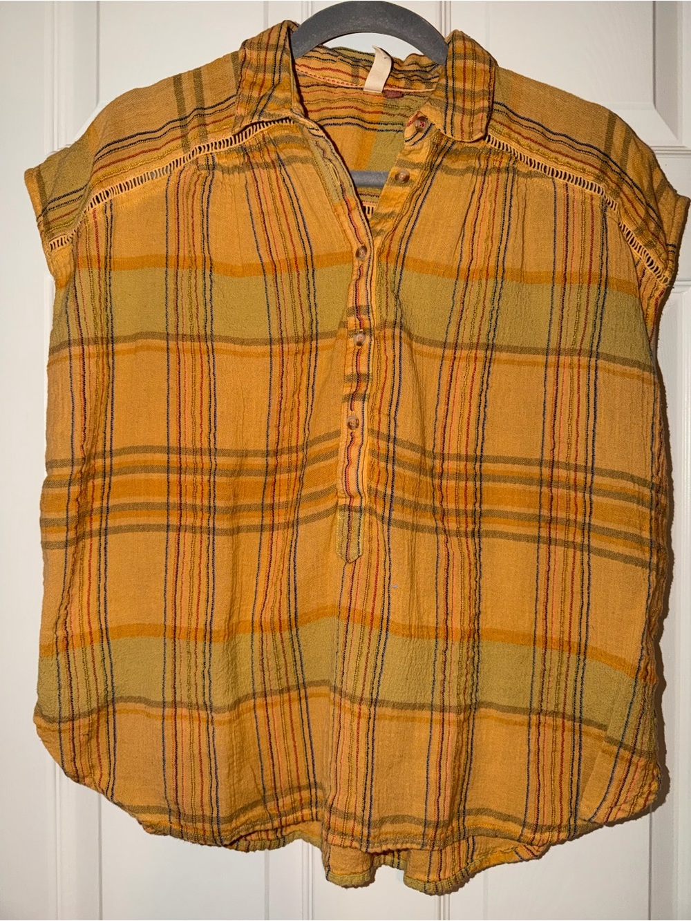 Pilcro by Anthropologie Serena Surf Yellow Striped Lightweight Popover Top